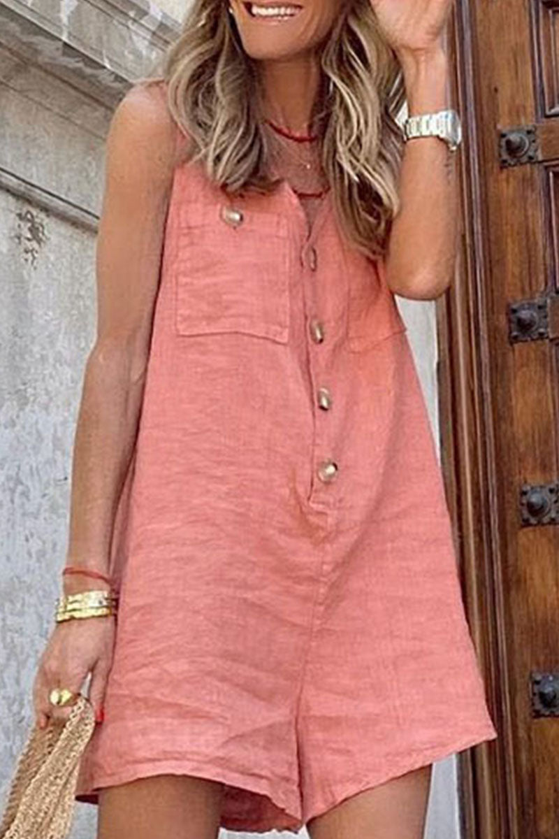 Patchwork V Neck Loose Jumpsuits(4 Colors)