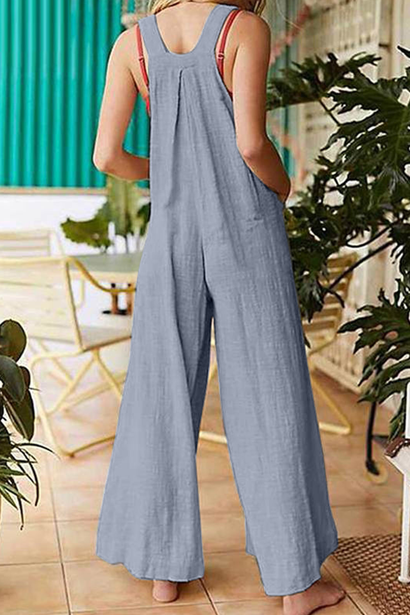Pocket Buttons Square Collar Jumpsuits