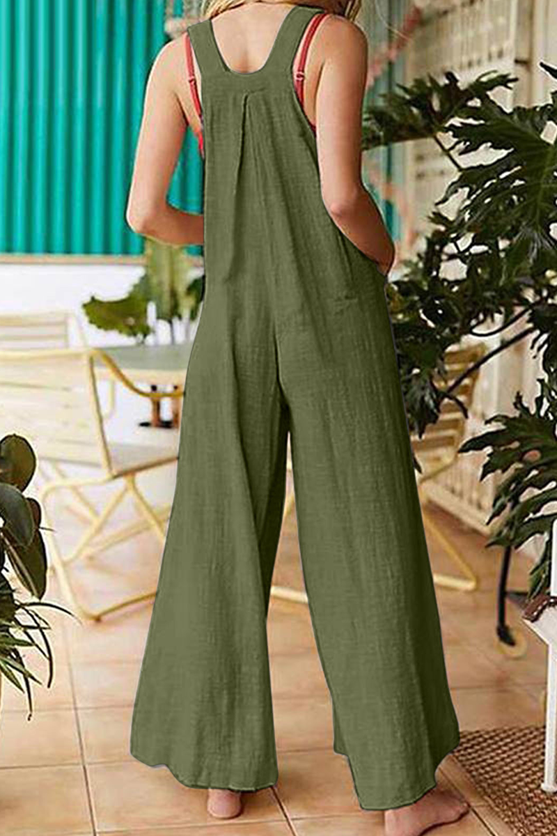 Pocket Buttons Square Collar Jumpsuits