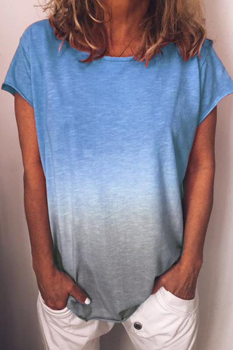 Gradual Change Basic O Neck T-shirts(7 Colors)