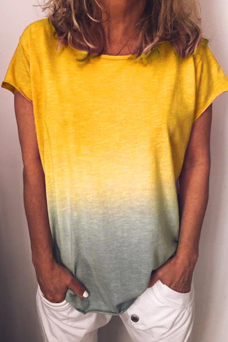 Gradual Change Basic O Neck T-shirts(7 Colors)