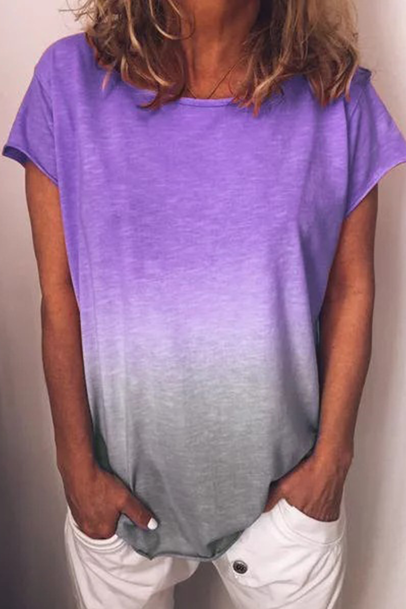 Gradual Change Basic O Neck T-shirts(7 Colors)