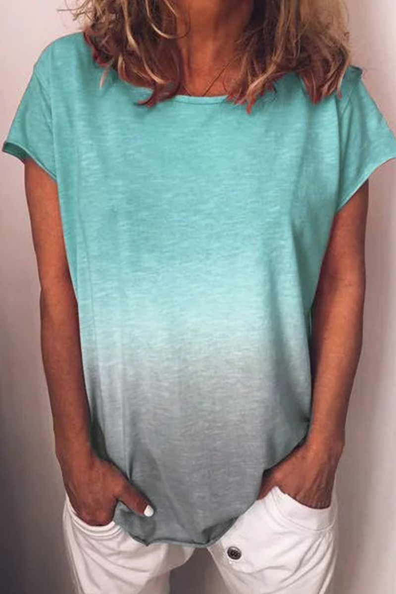 Gradual Change Basic O Neck T-shirts(7 Colors)