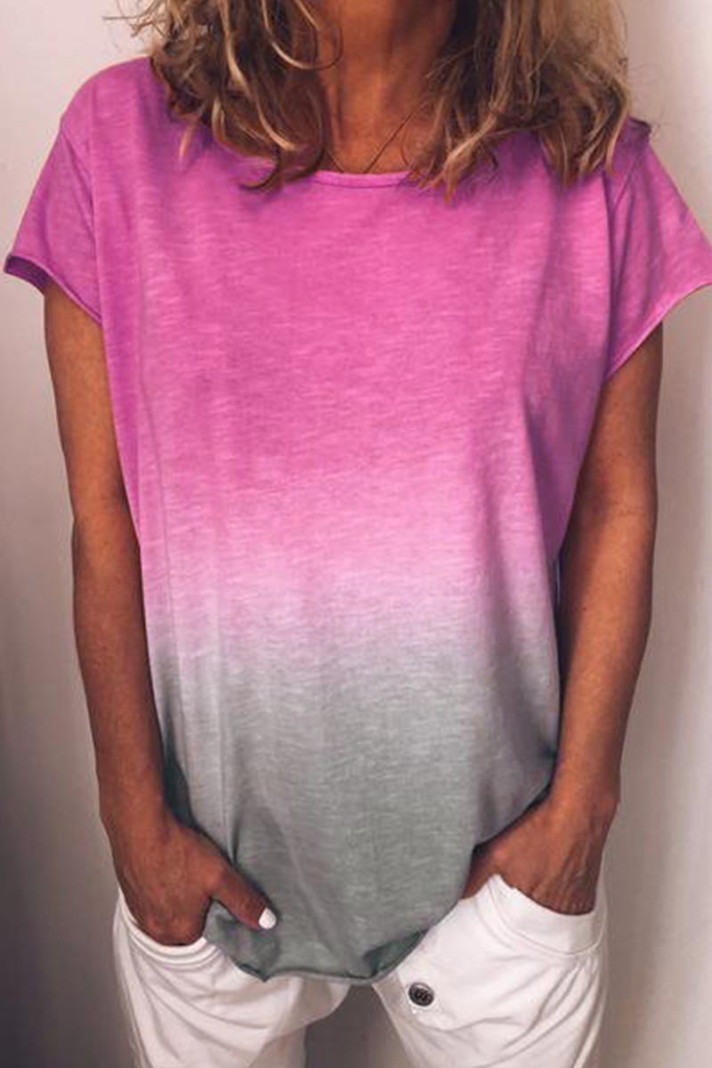 Gradual Change Basic O Neck T-shirts(7 Colors)