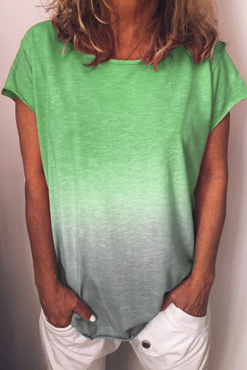 Gradual Change Basic O Neck T-shirts(7 Colors)