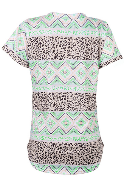 Street Print Leopard Pocket V Neck T-shirts(7 Colors)