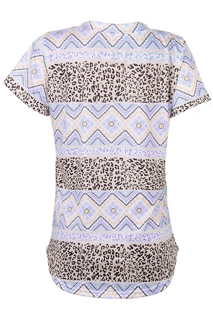 Street Print Leopard Pocket V Neck T-shirts(7 Colors)