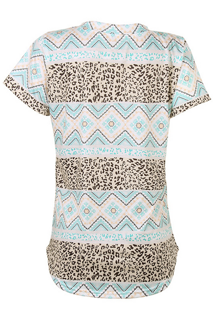Street Print Leopard Pocket V Neck T-shirts(7 Colors)