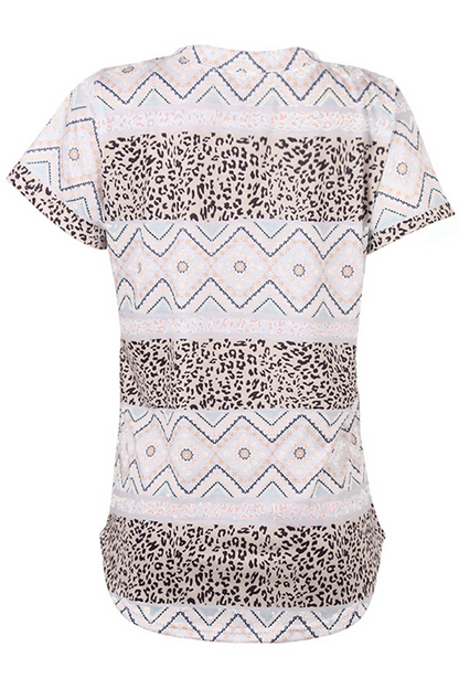 Street Print Leopard Pocket V Neck T-shirts(7 Colors)
