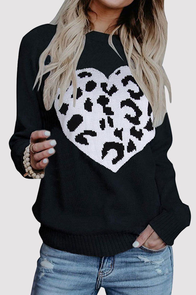 Print Patchwork O Neck Tops Sweater(4 Colors)