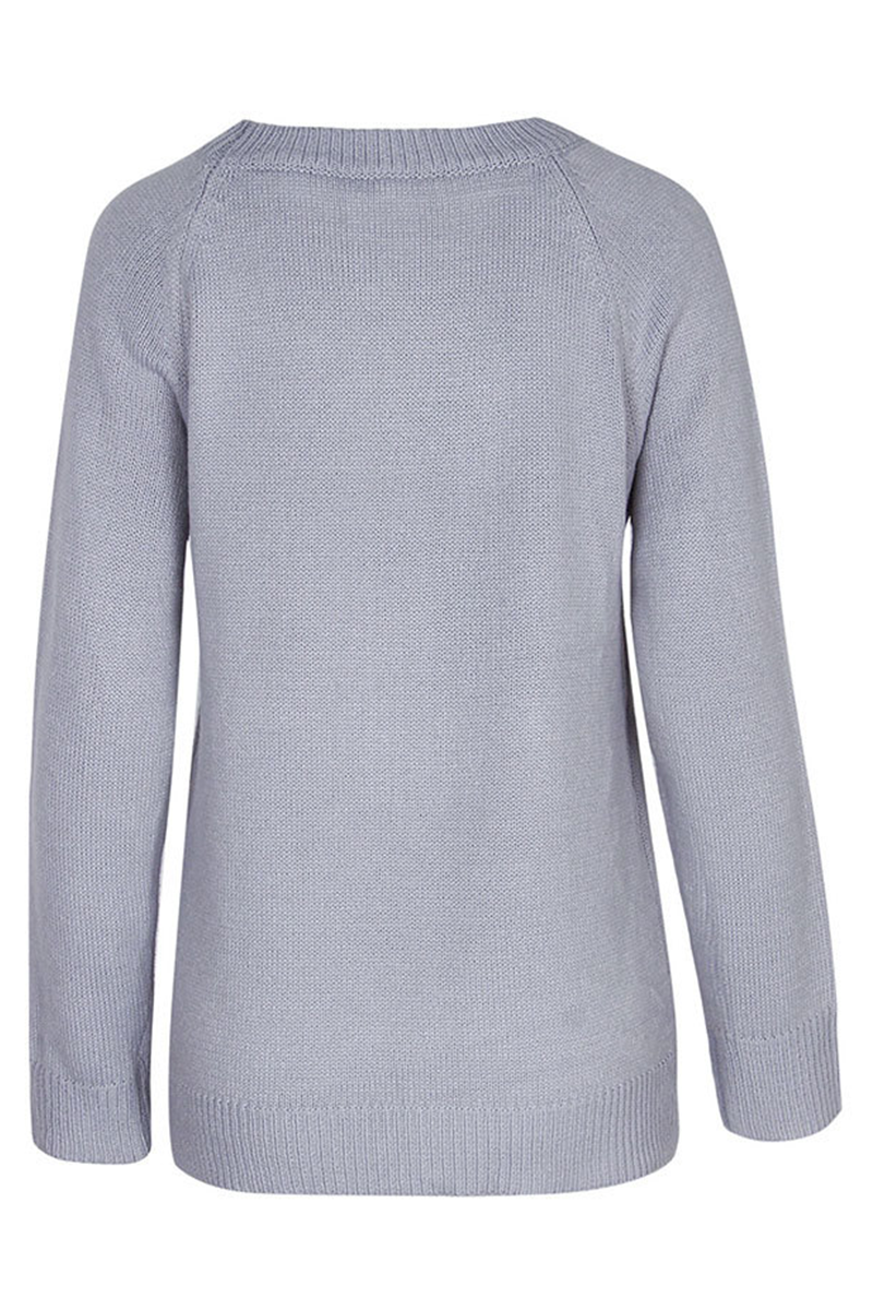 Print Patchwork O Neck Tops Sweater(4 Colors)