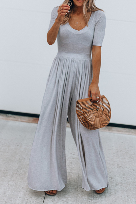Patchwork Basic U Neck Jumpsuits(4 Colors)