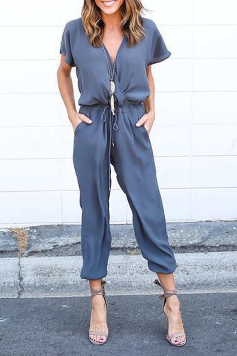 V Neck Straight Jumpsuits(3 Colors)