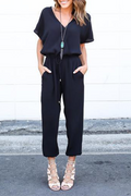 V Neck Straight Jumpsuits(3 Colors)