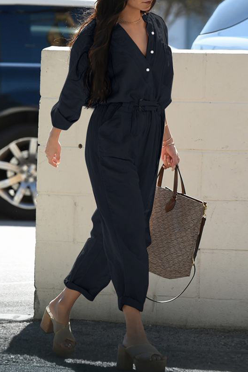 V Neck Harlan Jumpsuits(3 Colors)