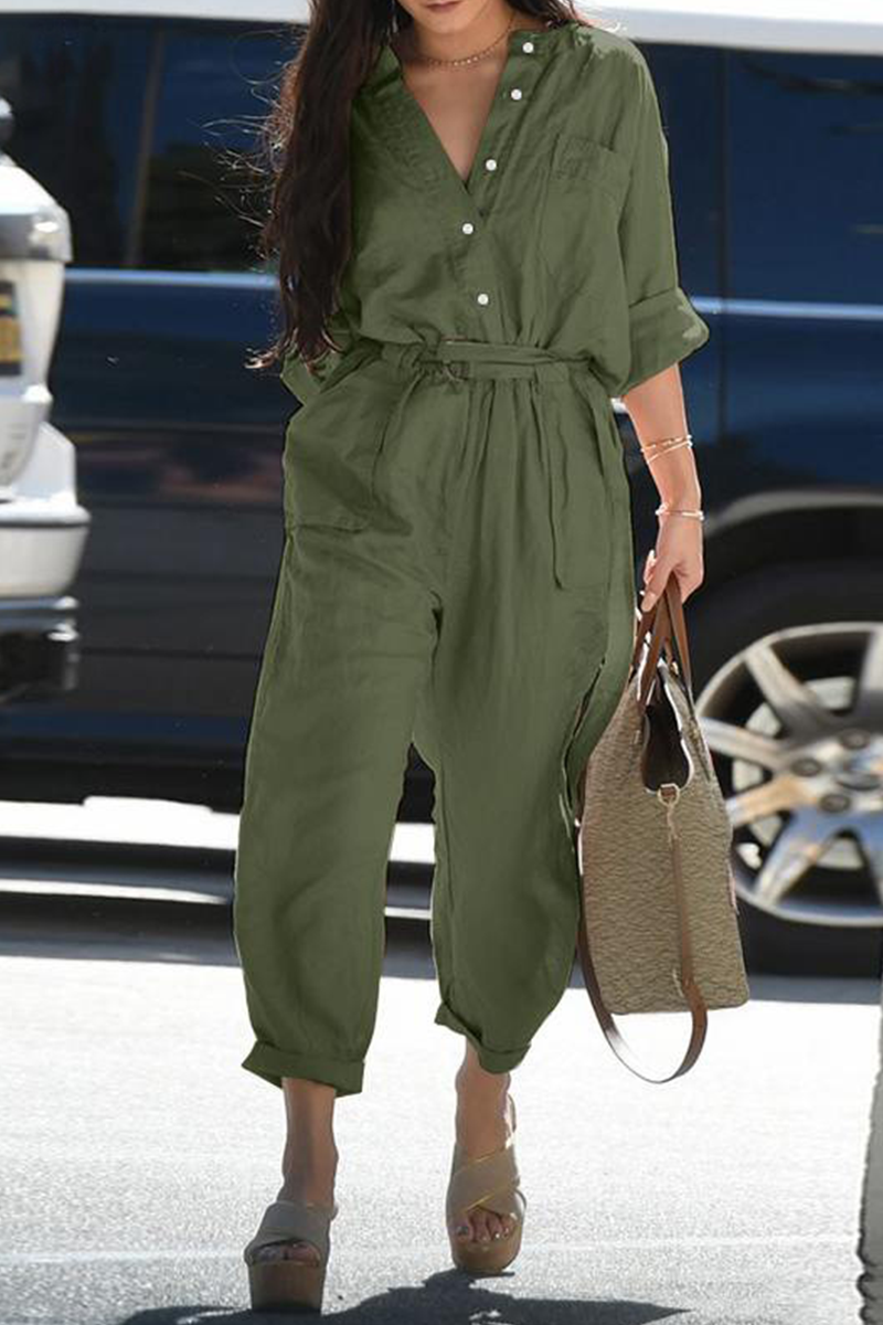V Neck Harlan Jumpsuits(3 Colors)