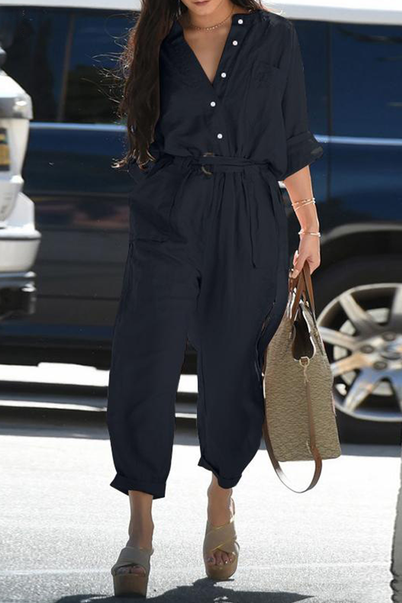 V Neck Harlan Jumpsuits(3 Colors)