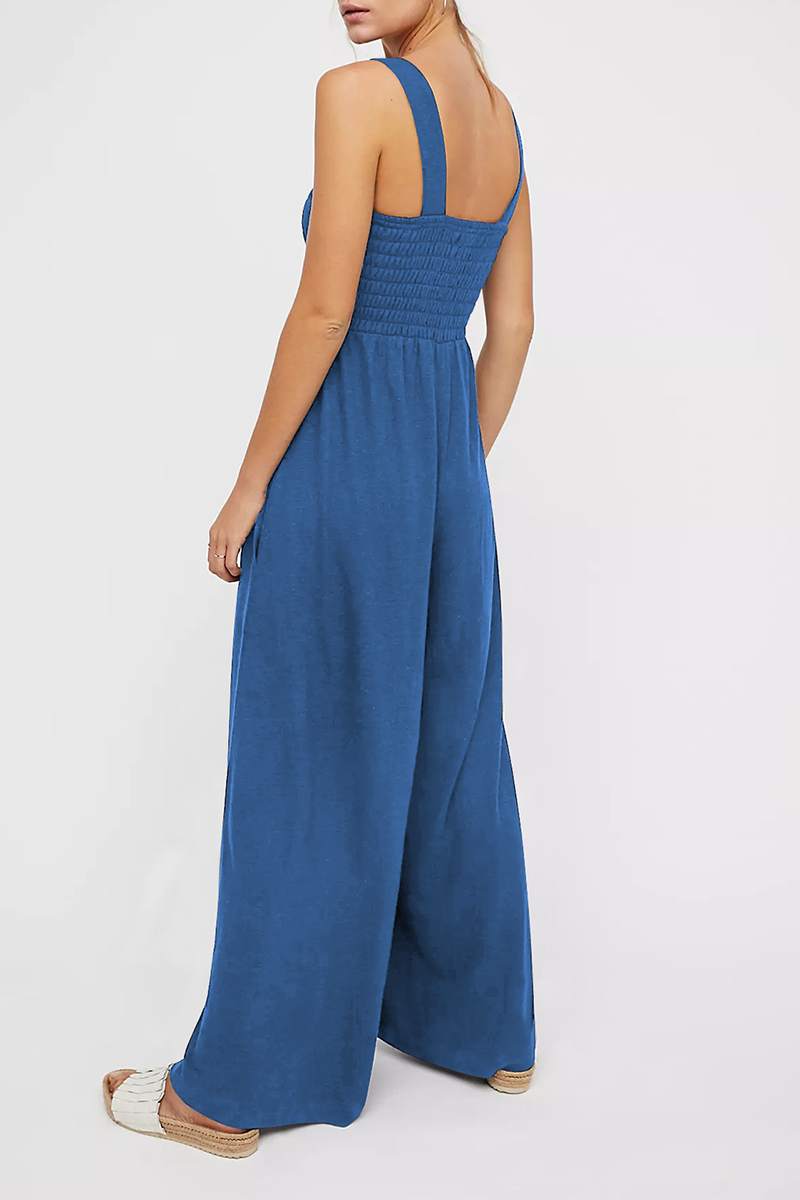 Square Collar Loose Jumpsuits(4 Colors)