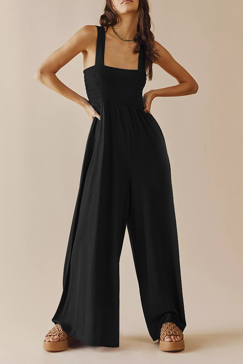 Square Collar Loose Jumpsuits(4 Colors)
