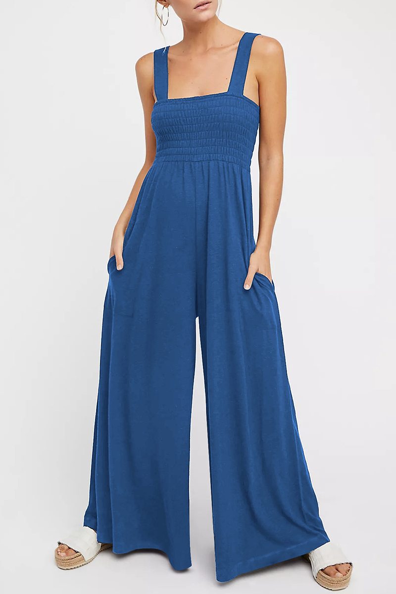 Square Collar Loose Jumpsuits(4 Colors)