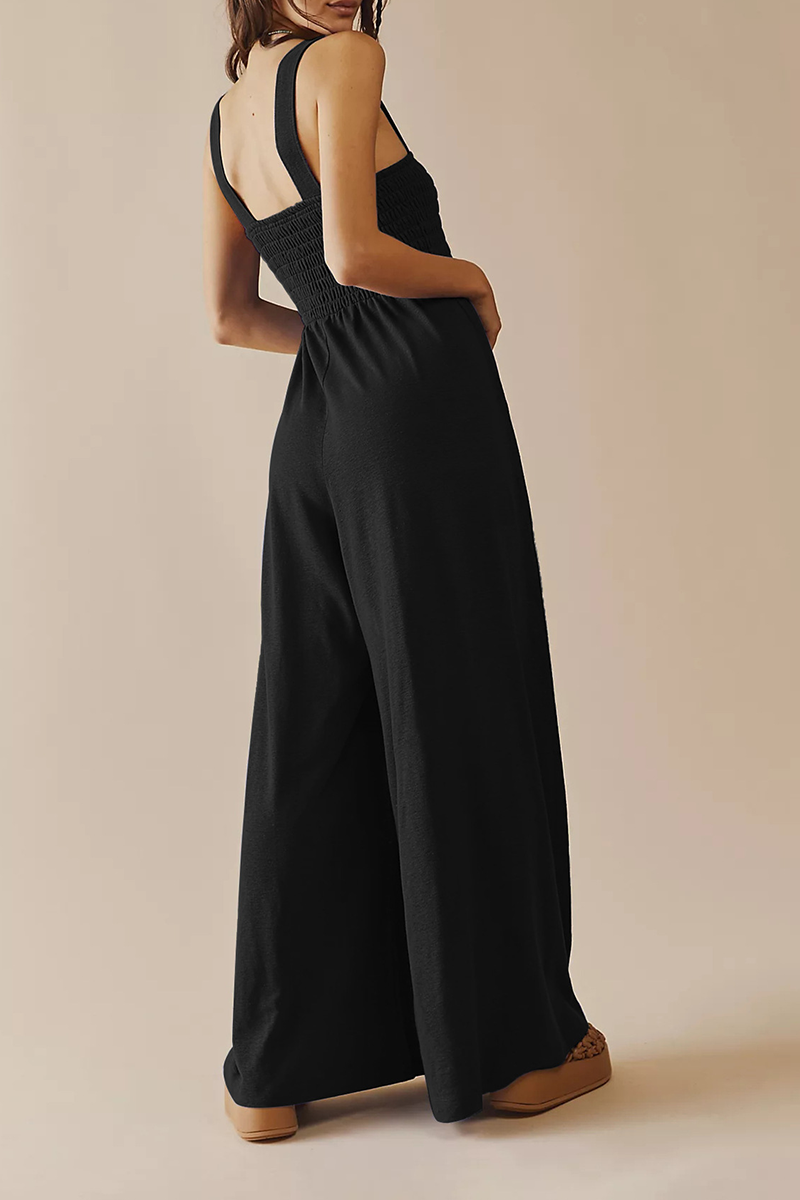 Square Collar Loose Jumpsuits(4 Colors)