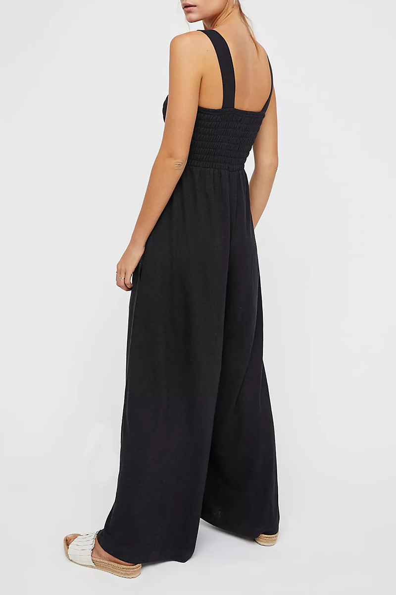 Square Collar Loose Jumpsuits(4 Colors)