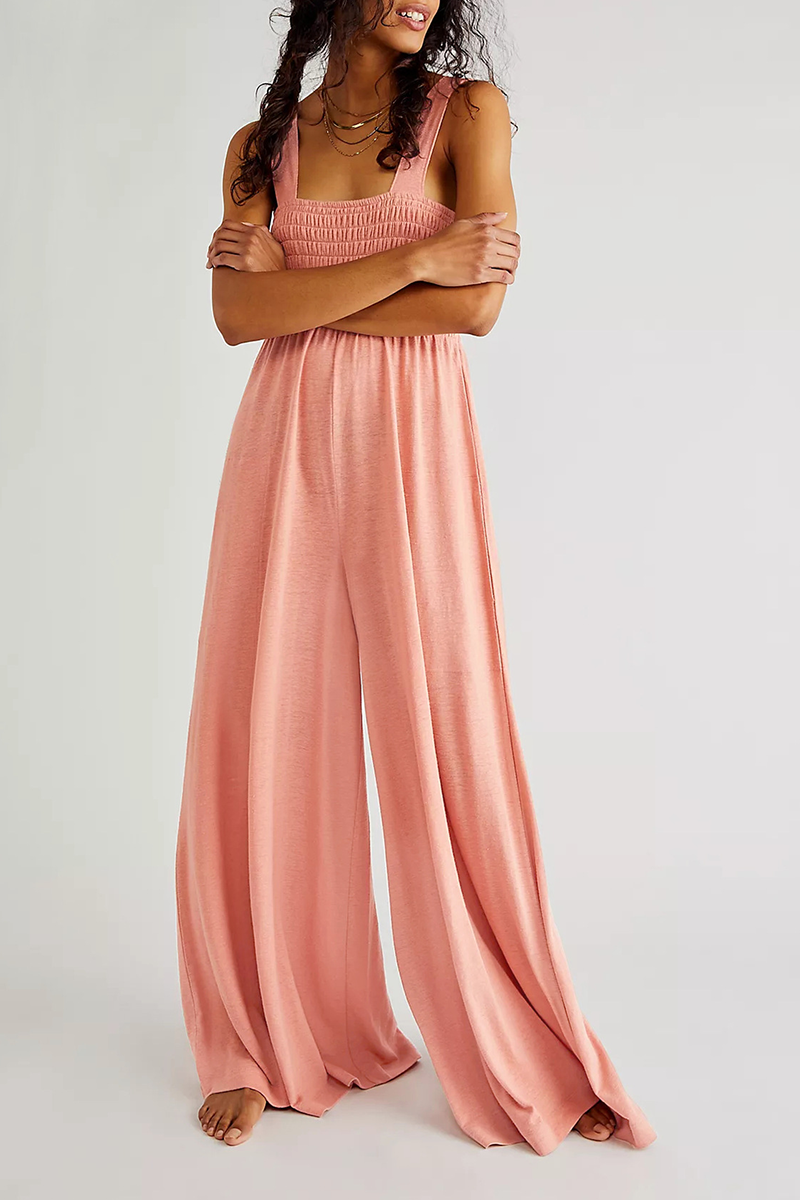 Square Collar Loose Jumpsuits(4 Colors)
