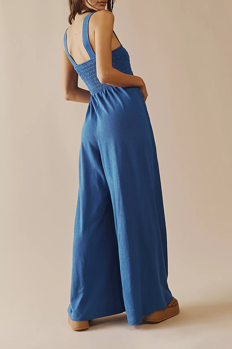 Square Collar Loose Jumpsuits(4 Colors)