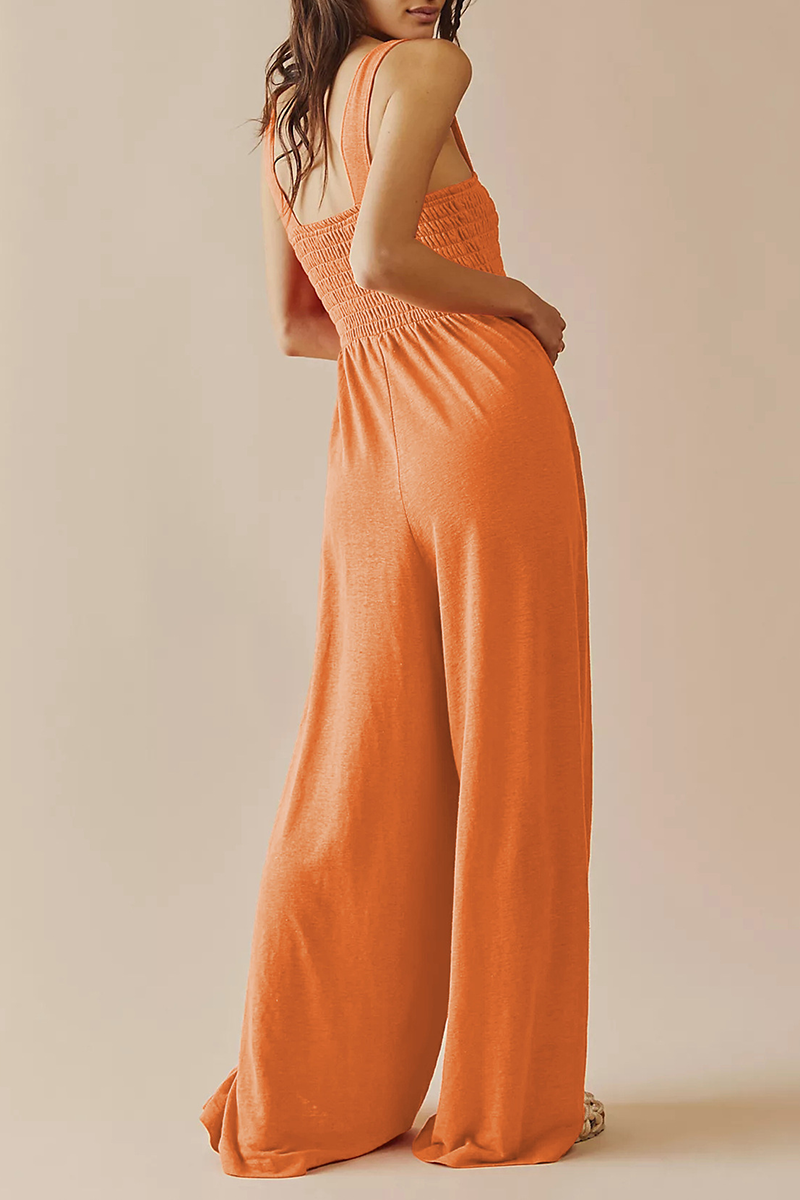 Square Collar Loose Jumpsuits(4 Colors)
