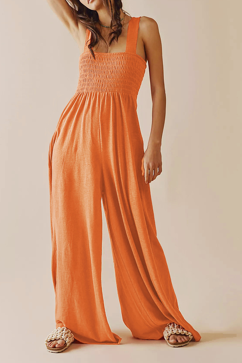 Square Collar Loose Jumpsuits(4 Colors)