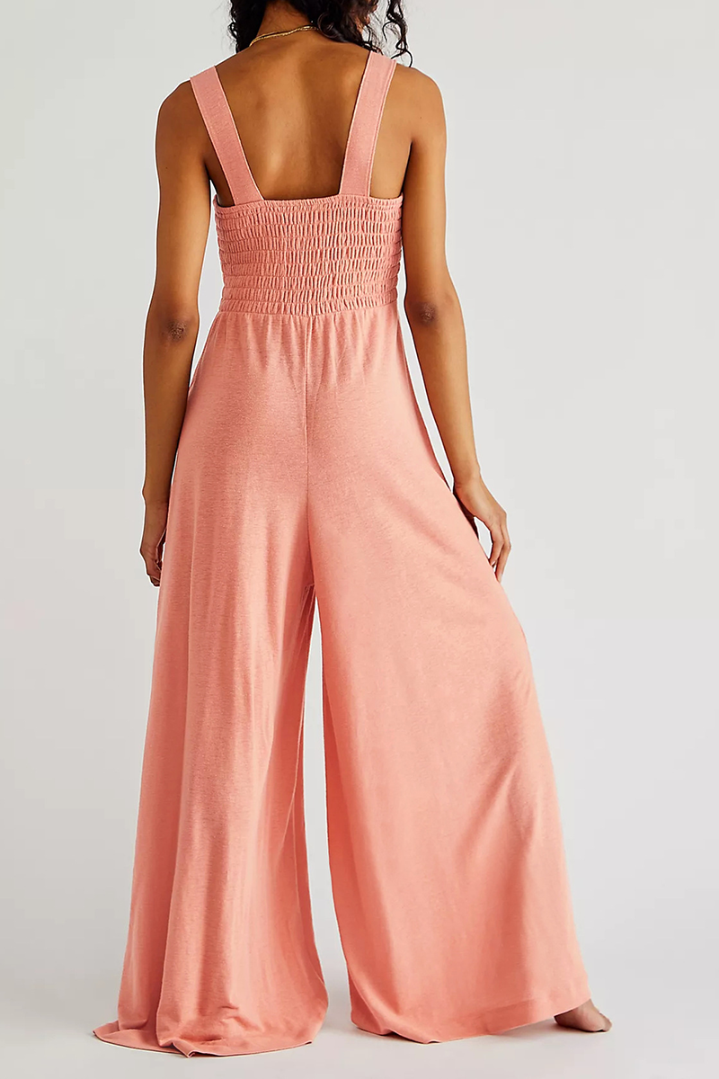 Square Collar Loose Jumpsuits(4 Colors)