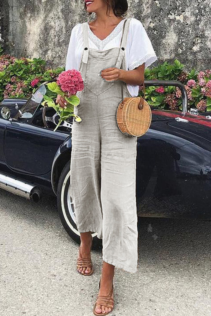 Street Spaghetti Strap Loose Jumpsuits(5 Colors)