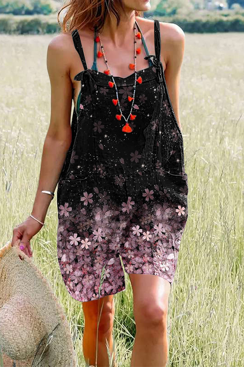 Print Patchwork Straight Jumpsuits(5 Colors)