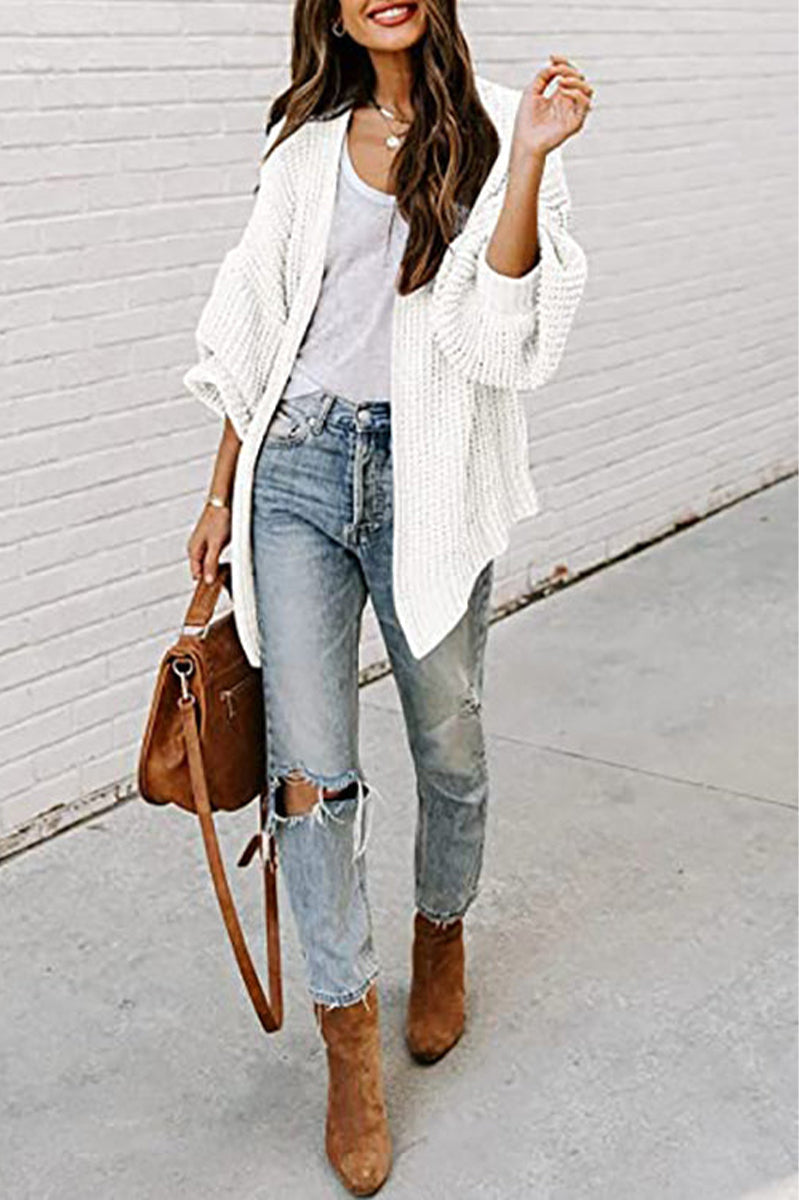 Color V Neck Sweater Cardigans(6 Colors)