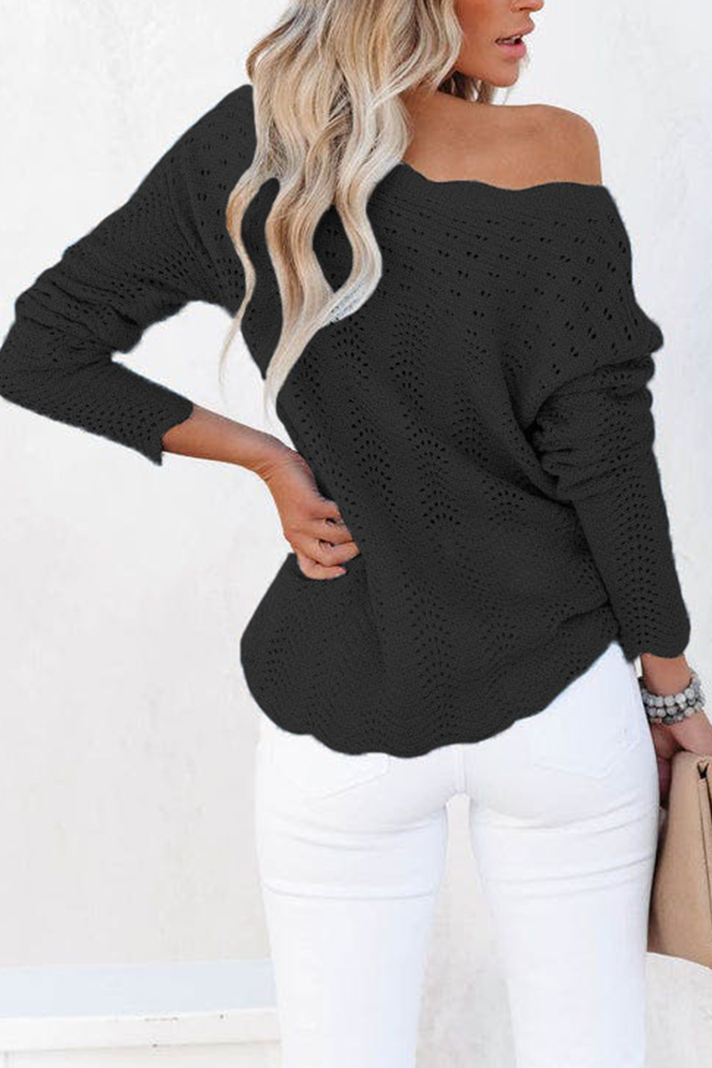 Hollowed Out Patchwork O Neck Sweaters(7 Colors)）