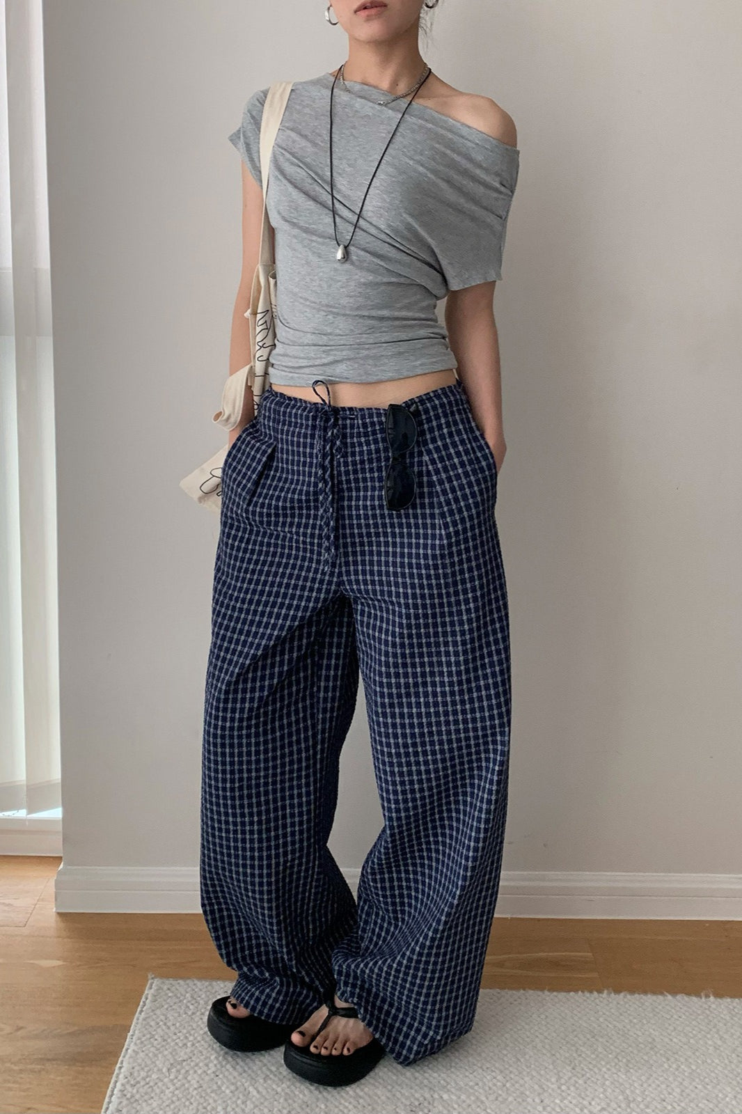 Loose Fit Checkered Pants