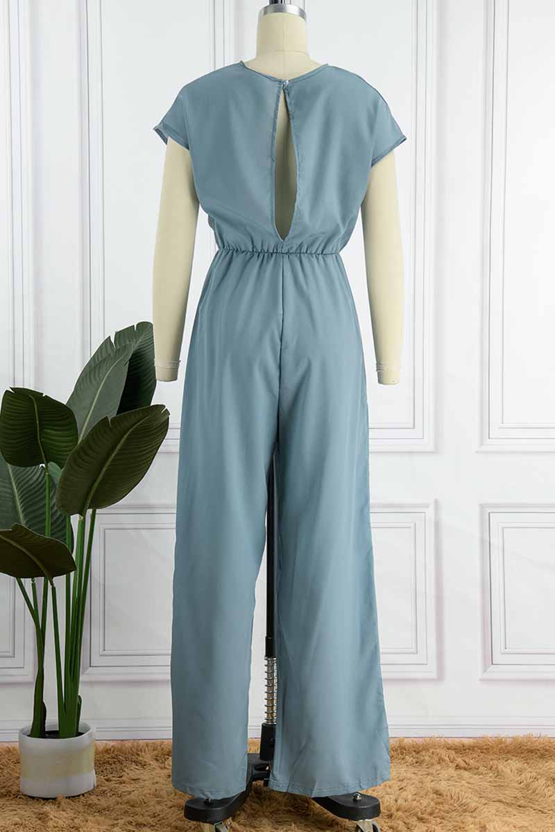 Street Backless V Neck Loose Jumpsuits(3 Colors)