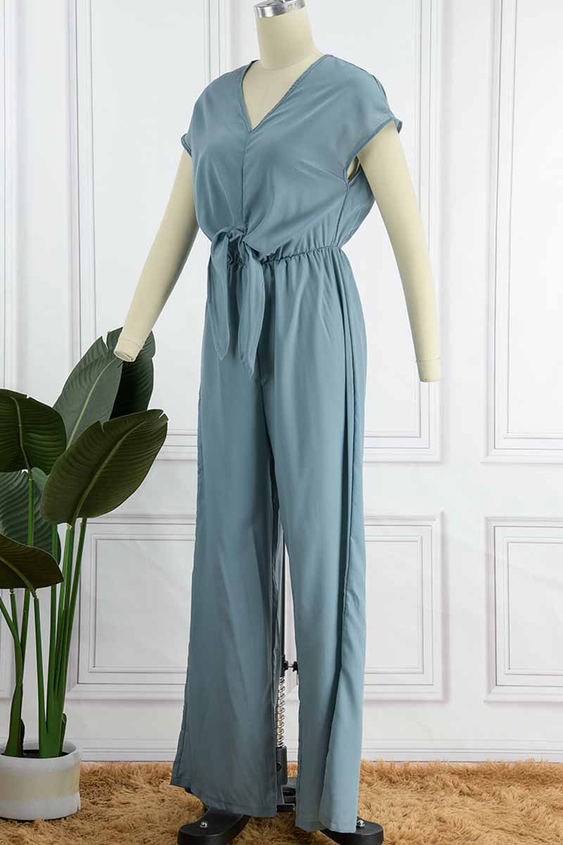 Street Backless V Neck Loose Jumpsuits(3 Colors)