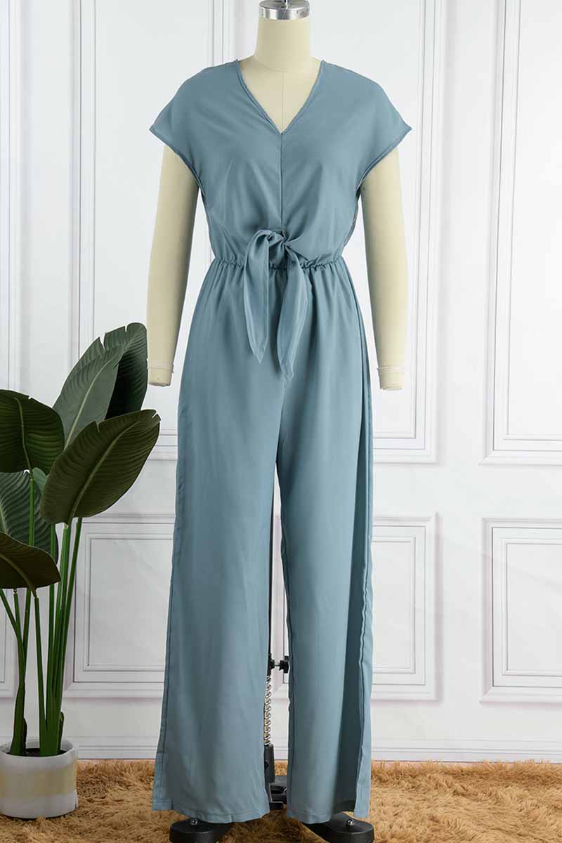 Street Backless V Neck Loose Jumpsuits(3 Colors)