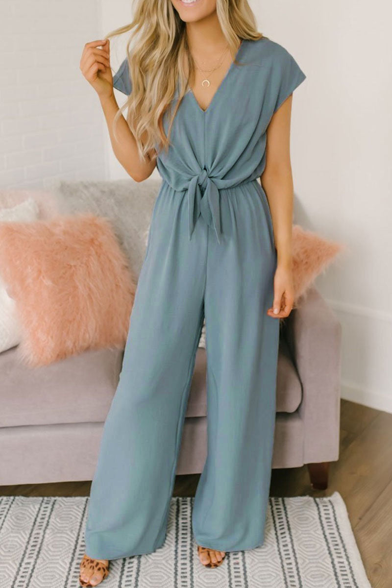 Street Backless V Neck Loose Jumpsuits(3 Colors)