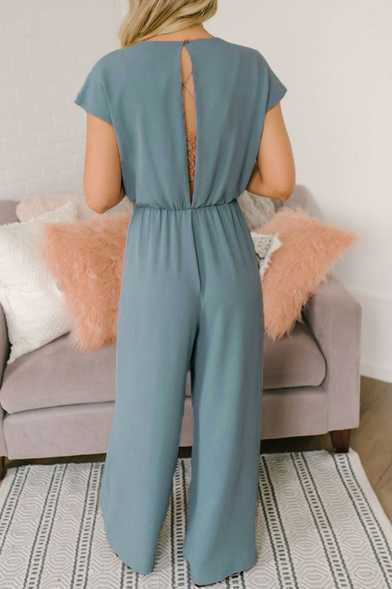 Street Backless V Neck Loose Jumpsuits(3 Colors)