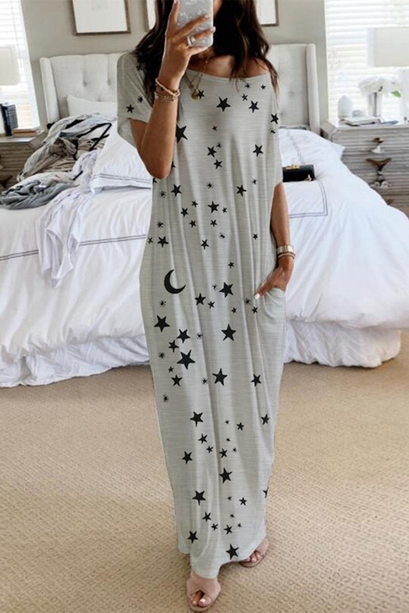 Print Patchwork O Neck One Step Skirt Dresses(3 Colors)