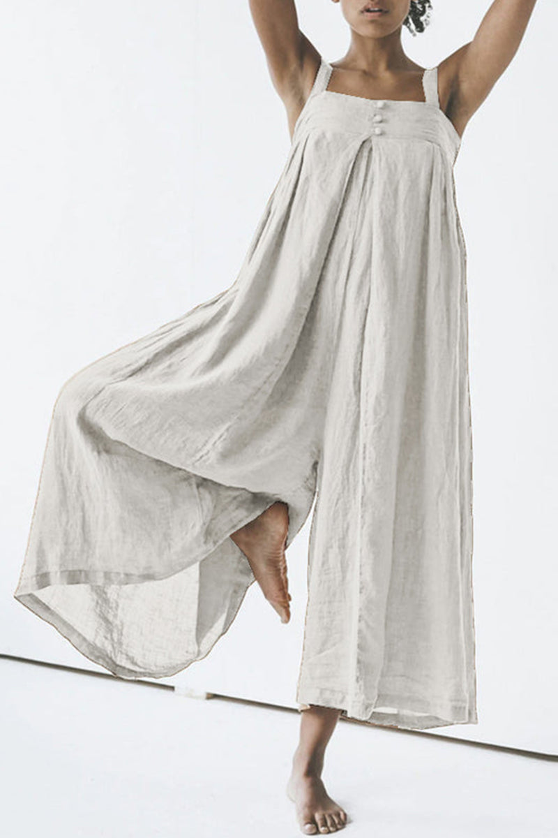 Simplicity Buttons Strapless Loose Jumpsuits(4 Colors)
