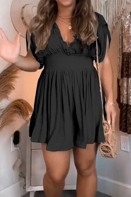 Fold V Neck Mini Dress Dresses(3 Colors)