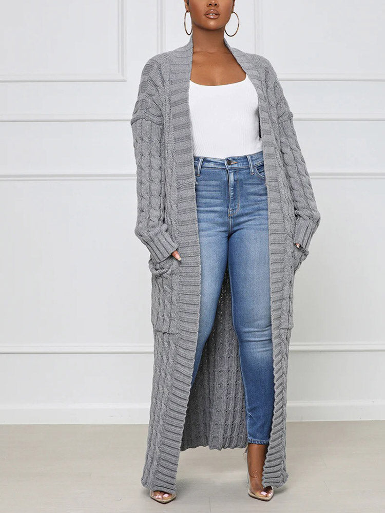 Knitted Graceful Open Front Cardigan