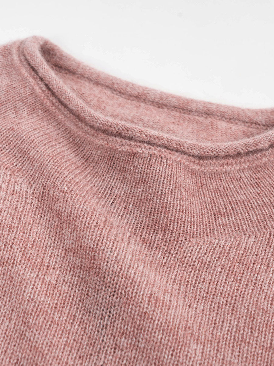 100% Cashmere Round Neck Knit Sweater