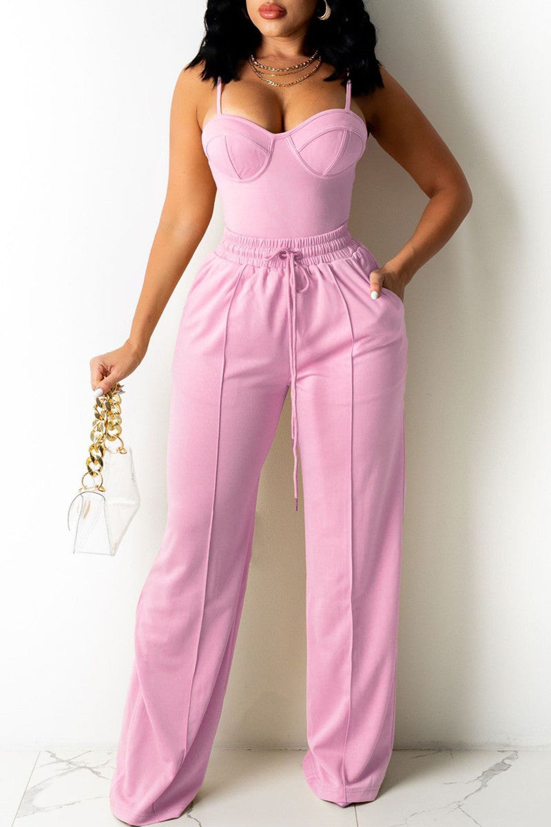 Vests Pants Spaghetti Strap Sleeveless Two Pieces