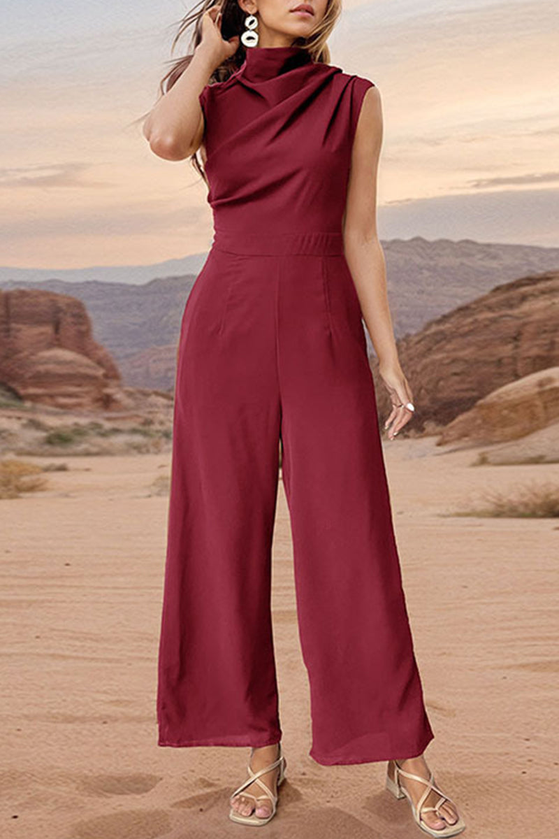 Simplicity Scarf Collar Regular Jumpsuits