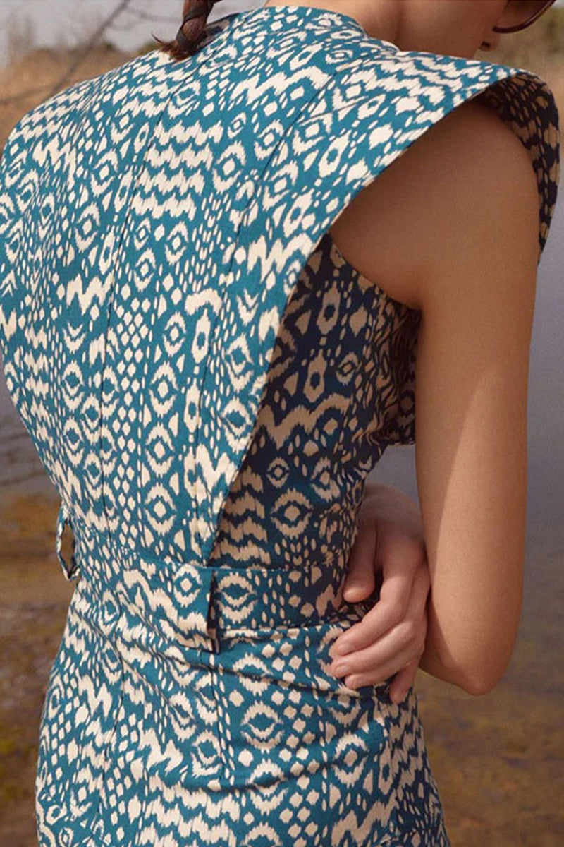 Pocket Buttons O Neck One Step Skirt Dresses