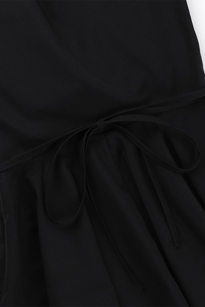 Color Patchwork V Neck Waist Skirt Dresses